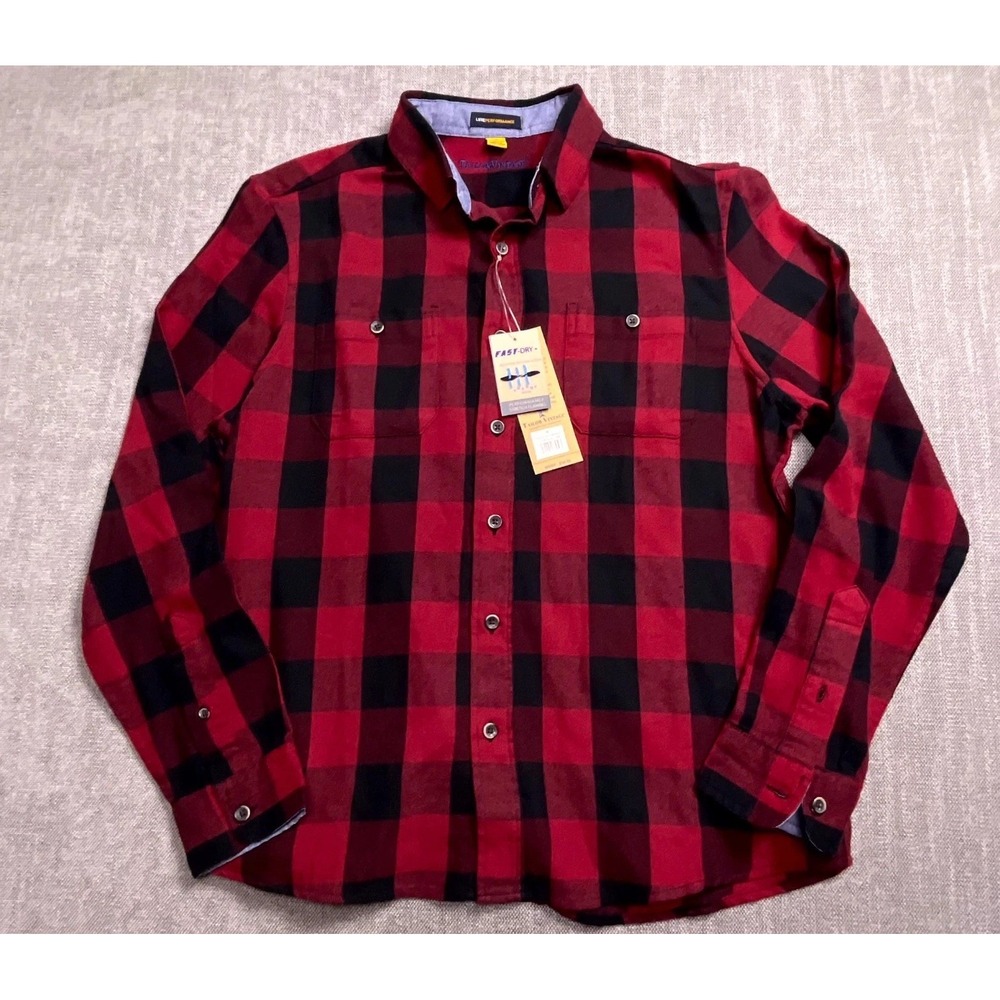 Tailor Vintage LuxePerformance Flannel Shirt Mens Medium Red Black Buffalo Plaid